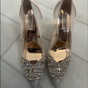 Badgley Mischka rhinestone princess shoes.
